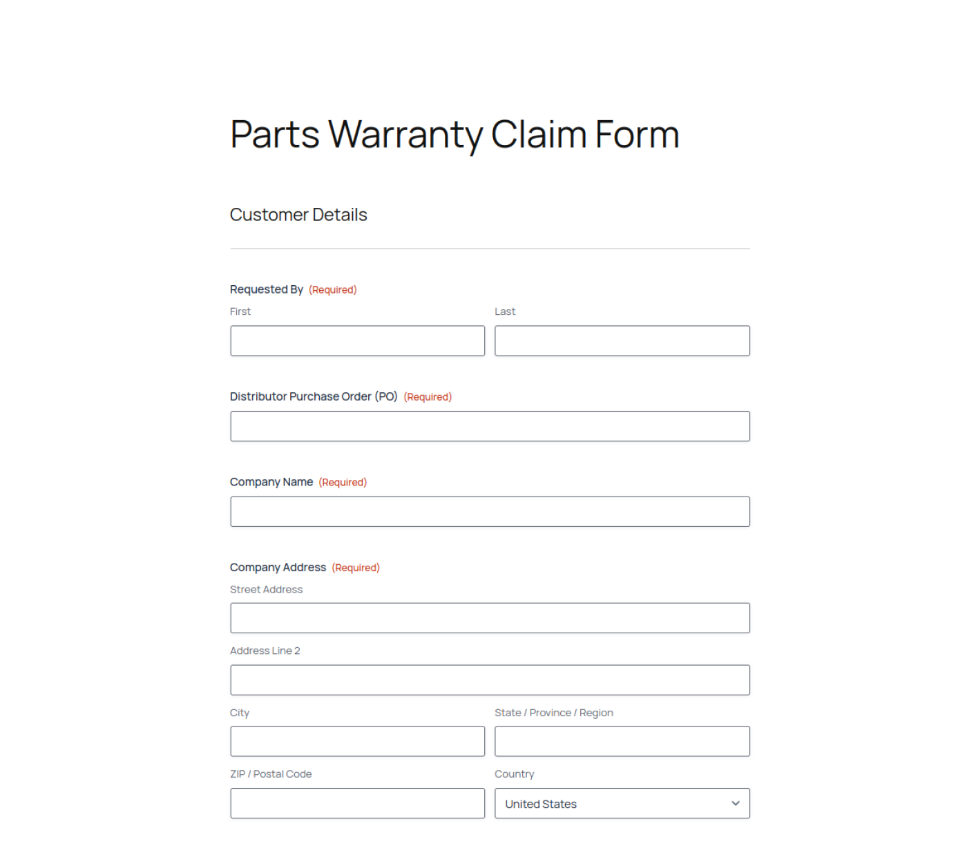 Onnera parts warranty claim platform